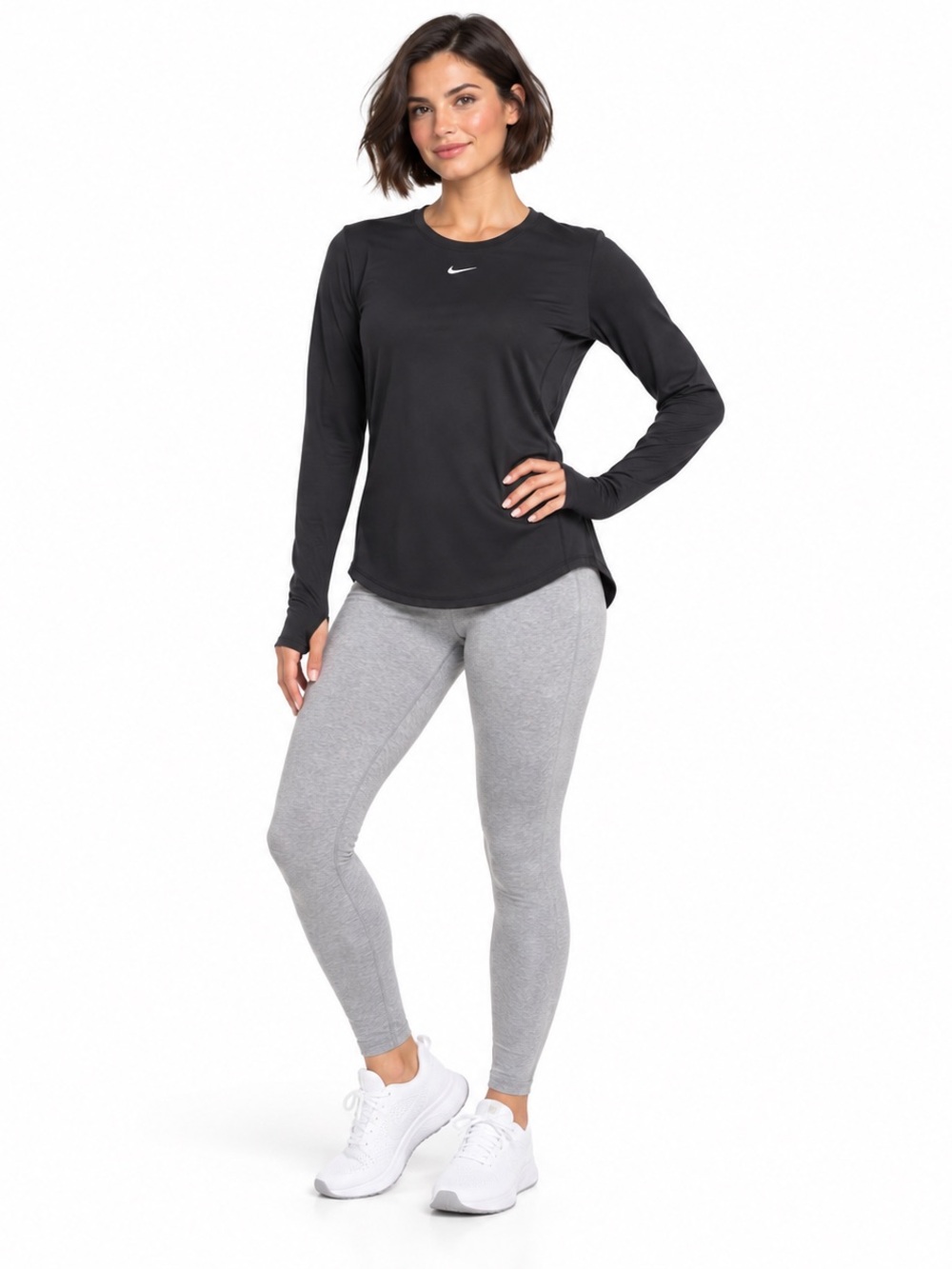 Nike Black Long-Sleeve Athletic Top with Mini Swoosh